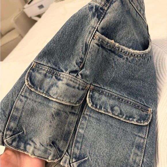 Zara Blue Denim Mini Skirt with Pockets - Picture 6 of 7